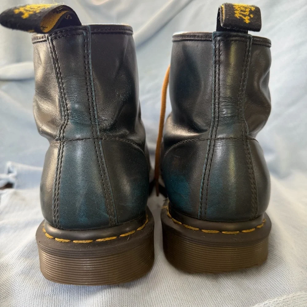 VTG Dr. Martens Rare 1460 Aqua Black Crazy Horse Patina Leather 10M